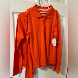 New with tags‎ Kids school uniforms orange xxl 18 long sleeve collar polo shirts